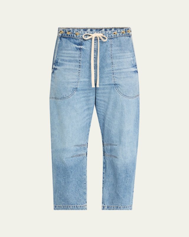 Jetties Beach Drawstring Barrel-Leg Jeans